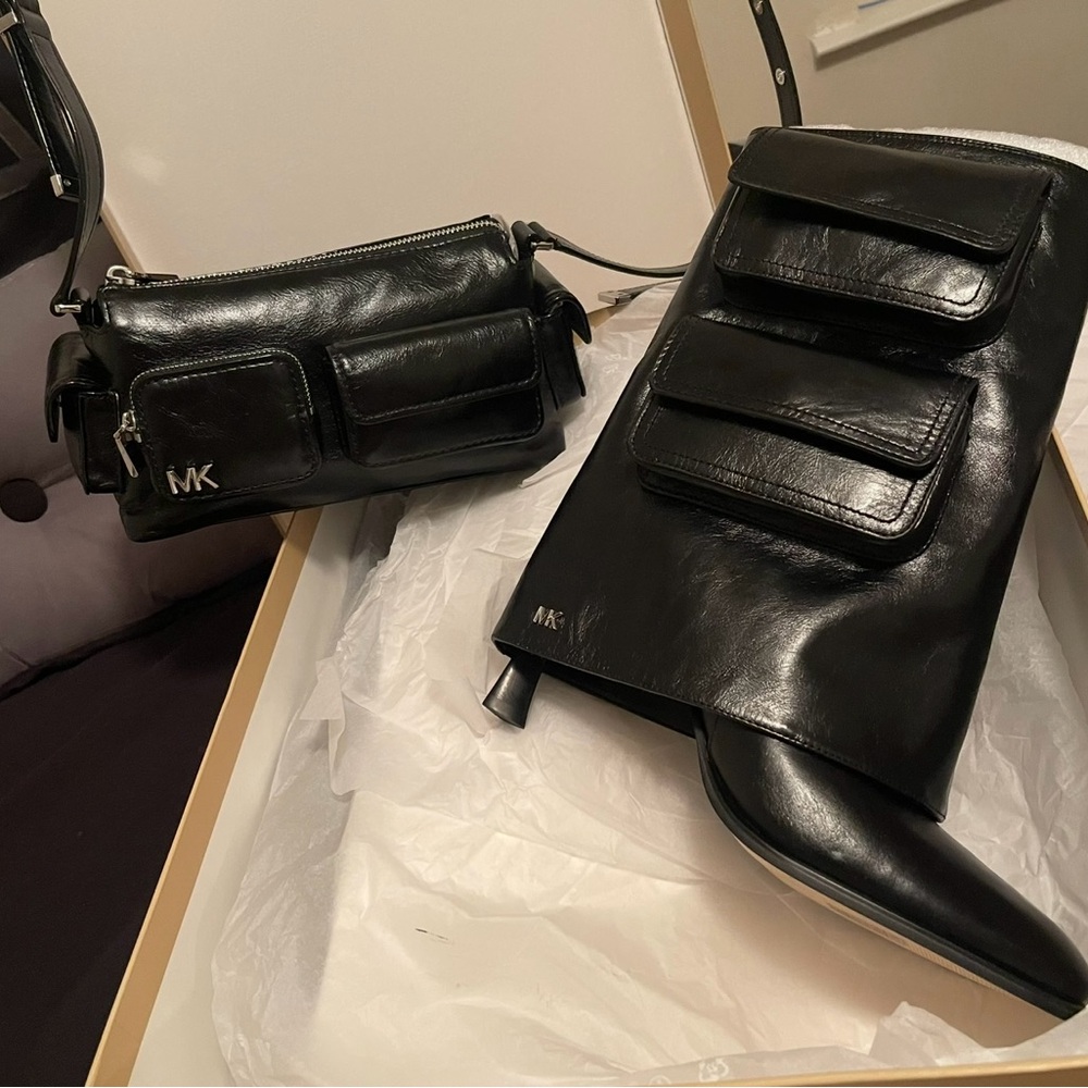 MICHAEL Michael Kors Black Leather Bag and Boot Duo